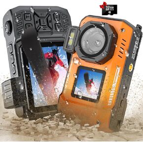 8K UHD 70MP Digital Camera with 32GB Card Rugged Waterproof Dustproof Shockproof 33FT Underwater Camera Dual-Screen Selfie for Snorkeling Autofocus Point and Shoot Digital Camera (Orange)
