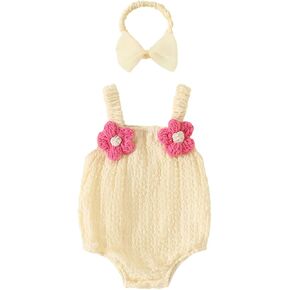 Baby Girl Bubble Romper with Butterfly Bow Back Newborn One-Piece Summer Outfit Cute Sleeveless Jumpsuit for Infants