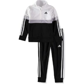 adidas Boys' Tricot Jacket and Pant Set (2T, Black Grey White)