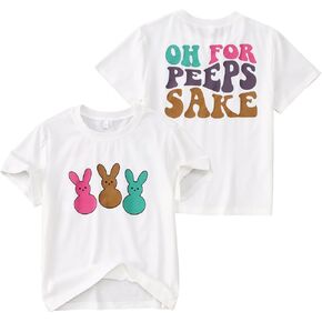 CM C&M WODRO Kid Easter Cute Bunny T Shirts Baby Boy Girl Oh for Peeps Sake Print Short Sleeve Tee Shirt Top