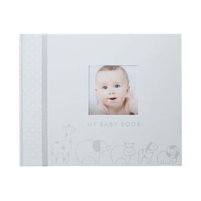 Pearhead Baby Memory Book, Baby's First 5 Years Keepsake Journal, Gender-Neutral Newborn Gift, Baby Girl or Boy Book, Ivory Linen