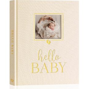 Lanpn Hello Baby Memory Book, Newborn First 5 Year Keepsake with DIY Window, Linen Baby Book Memories Journal Scrapbook Photo Book, Baby Milestone Album for Boy Girl New Parents (Pink, 154 Pages) in Kuwait