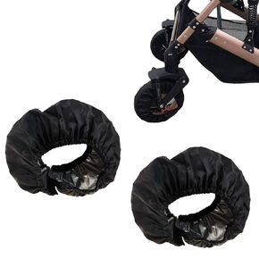 2 Pcs Stroller Wheel Protector Black Dustproof Stroller Wheelchair Tire Cover for Child Kid Jogger Wheels Protection Covers (S, 7.87" Diameter)
