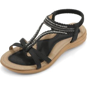 Ubfen Womens Bohemian Flat Sandals مع Back Strap Summer Beach Pling in Kuwait