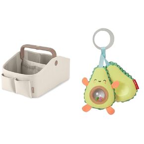 Skip Hop Diaper Caddy Organizer with Touch Sensor Night Light and Avocado Stroller Toy with Peek-a-Boo Rattle