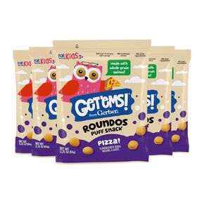Get'ems! from Gerber, Snacks for Kids, Apple Cinnamon Roundos Puffs, Made with Whole Grain Quinoa, Calcium to Support Strong Bones - 5 pack
