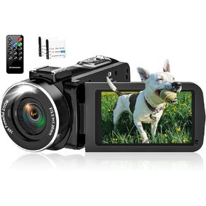 2.7K 48MP 30 FPS Camcorder Video Camera Digital Camera 16X Digital Zoom 3.0'' Flip Screen YouTube Vlogging Camera with Remote Control and 2 Batteries