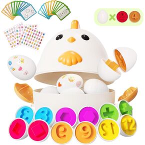 24 Easter Eggs Matching Toys, Easter Basket Stuffers for Toddlers Kids, Easter Basket Essentials Eggs & Hen, Learning Educational Montessori Toys for Year Old, Easter Gifts for Kids Toddlers