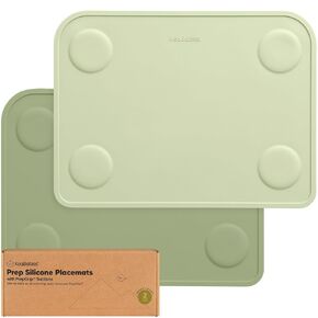 KeaBabies 2-Pack Silicone Placemats for Toddlers - Non Slip Suction Baby Silicone Placemat for Kids, Eating/Feeding, Easy to Clean, Busy Travel Baby Mat for Dining Table, Food Grade/BPA-Free (Slate)