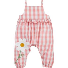 Mud Pie baby-girls Children's Gingham Crochet Flower Longall