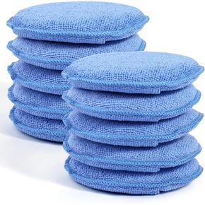 10 Pack Wax Applicator Pads, Microfiber Applicator Pad with Finger Pocket, Foam Car Wax Applicator Pad for Car Cleaning and Polishing