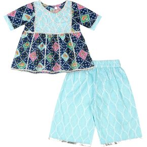 Baby Girls Cotton Printed Kurti with Gota Work and Straight Palazzo