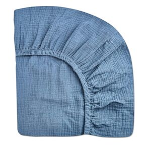 Mini Crib Sheets for Baby Boy Girl, Neutral Mini Crib Mattress Sheet 24" x 38", Muslin Nursery Bedding Soft and Breathable Comfort(Costume Blue)