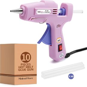 10PCS Hot Glue Gun with 40 * 5.5IN Glue Sticks,Fast Preheating Hot Melt Gun,Mini Glue Gun Kit for Quick Home Repairs,20W White