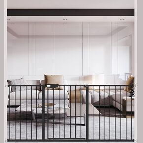 DEERBB TRIPLE LOCK BABY GATE للسلالم المداخل والمنزل 31 "إلى 86" ضغط واسع النطاق شنت سهلة السير عبر بوابة الأليف السلامة التلقائي الأسود 49.21-67.32 "