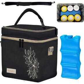 Rouss-Breastmilk Cooler Bag with ice Pack, with Space for up to 6 Baby Bottle breastmilk Cooler Bag, Easy to Carry. Whether for Travel, picnics, Nursery, Park or in The Office.