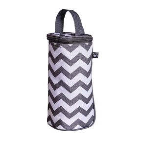 J.L. Childress Breastmilk Cooler & Baby Bottle Bag, Insulated & Leak Proof, Ice Pack Included, Single Bottle, Grey Chevron