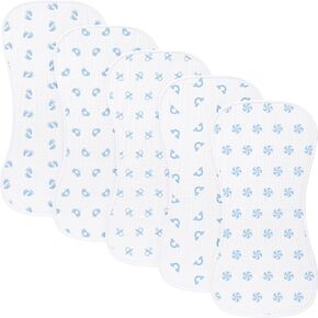5 Pack Baby Burp Cloths, Unisex Newborn Burping Cloths, Soft and Absorbent Muslin Cotton, Large Size for Newborn, (Pink-fy)
