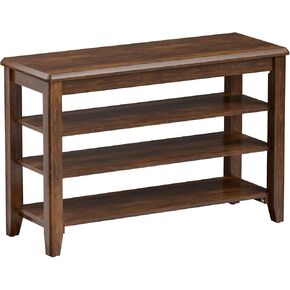 Shoe Bench Storage Rubberwood, Entryway Bench with 3-Tiers Height Adjustable, Shoe Rack Front Door Entrance Organizer for Hallway Living Room, Mudrooms, Walnut,31.5"