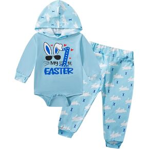 PROMOTED TO BIG SISTER Baby Boy My 1st Easter Day Outfit Bunny Pant Sets