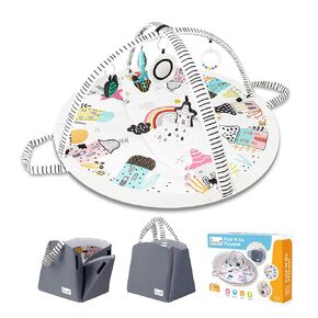 طفل Play Mat Tummy Time Mat مع تصميم حصري قابل للطي ، صالة ألعاب تنمية المهارات القائمة على المرحلة ، حصيرة لعب الأطفال القابلة للغسل للأرضيات للأرضيات مع حزمة الهدايا (Zebra)