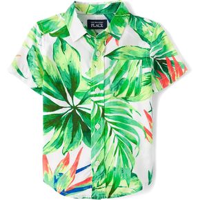 The Children's Place,Baby Boys,and Toddler Poplin Short Sleeve Button Down Shirt,Applemint,18 Months,24 Months