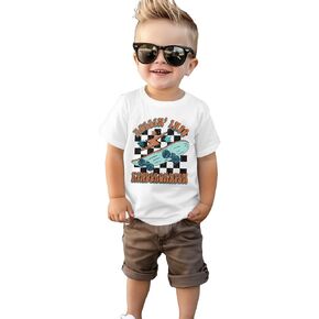 CM C&M WODRO Rollin Into Kindergarten T-Shirt for Baby Boy Short Sleeve Skateboard Checkered Tee Kid Back to School Shirt