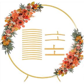 JC HUMMINGBIRD Round Backdrop Stand 6.5FT Circle Balloon Arch Stand Metal Backdrop Arch for Wedding Event Baby Shower Ceremony Birthday Party Decoration (Gold)