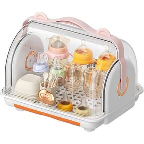 Large Baby Bottle Drying Rack Versatile Storage for Baby Bottles & Accessories - Perfect for Nursery & Kitchen (Orange)