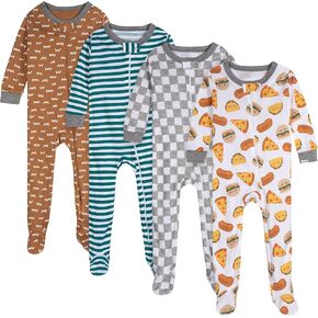 Onesies Brand Baby Boys' 4-Pack Footed Pajamas, Treats, 6-9M