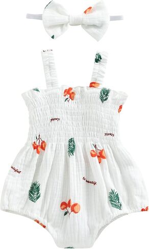 Cute Baby Girl Outfit Sleeveless Romper Breathable Ruched Bodysuit Comfy Outfits Baby Girl Summer Clothes in Saudi Arabia