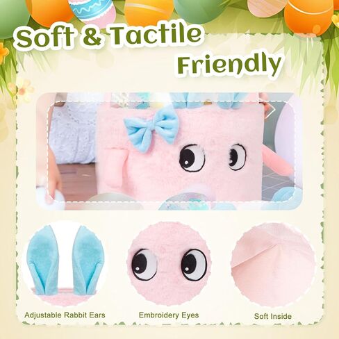 Plush Easter Basket, Soft Pink Basket with Bunny Ears, Easter Tote Bags Bunny Easter Baskets for Easter Decorations, Easter Gift, and Party Favors for All Ages in Saudi Arabia