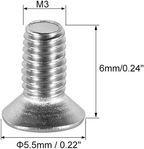 مسامير آلة ذات رأس مسطح من uxcell M3x12mm، برغي فيليبس متقاطع، 304 من الفولاذ المقاوم للصدأ، مسامير تثبيت 100 قطعة in Saudi Arabia