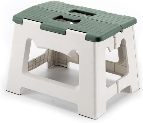 9'' Folding Step Stools for Kids and Adults, Hold Up to 300 lbs, Portable Foldable Step Stool for Toddlers, Plastic Small Collapsible Stepping Stools with Handle for Kitchen Bathroom (Green) in Saudi Arabia