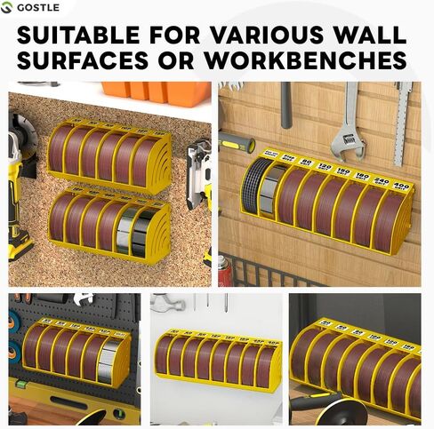 6 Inch Sanding Disc Storage Box, Sandpaper Organizer with 10 Bins – Space-Saving Storage Rack, Offset Snap-On Connection, Grit Classification, Efficient Organization, Red in Saudi Arabia