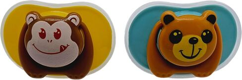 Cartoon Animal Baby Toddler & Children Natural Shaped Orthodontic Pacifier/Binky (Monkey and Bear Variety Pack) in Kuwait