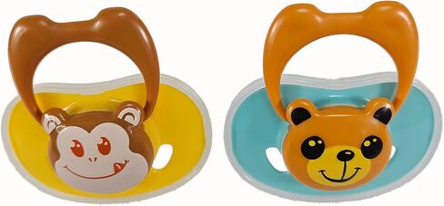 Cartoon Animal Baby Toddler & Children Natural Shaped Orthodontic Pacifier/Binky (Monkey and Bear Variety Pack) in Kuwait