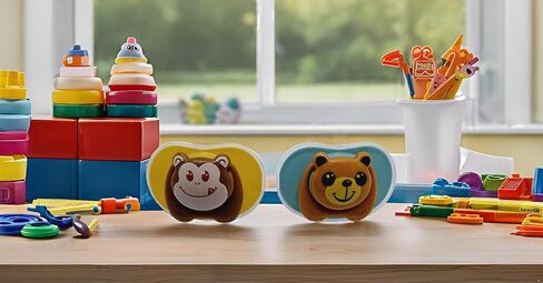 Cartoon Animal Baby Toddler & Children Natural Shaped Orthodontic Pacifier/Binky (Monkey and Bear Variety Pack) in Kuwait
