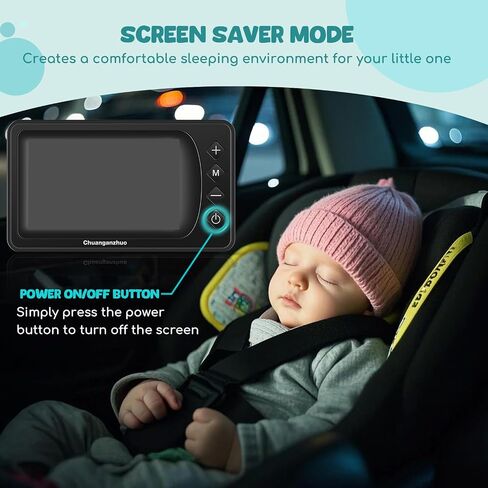 Baby Car Camera with Advanced Crystal-Clear Night Vision, 3X Zoom, USB Powered, 5'' AHD 1080P IPS Full View Car Baby Monitor, Backseat Camera for Kids Infants Rear Facing Mirror, 5inch Black in Kuwait