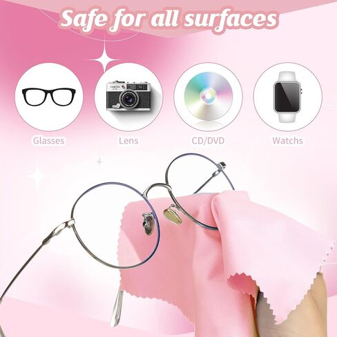 300 PCS نظارات تنظيف نظارات الألياف الدقيقة مناديل مناديل ألوان متنوعة لتنظيف نظارات العدسة الكاميرا هياتف محمولة أجهزة الكمبيوتر المحمولة LCD وأكثر من 6 × 7 بوصة (وردي) in Kuwait