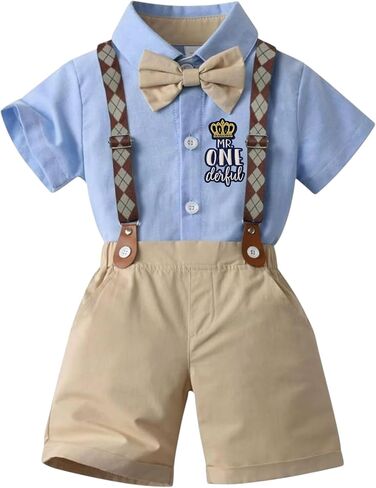 Baby Boy 1st Birthday Outfit with Hat, Cake Smash Photo Shoot Cloth, 1st Birthday Party Gentleman Dress in Saudi Arabia