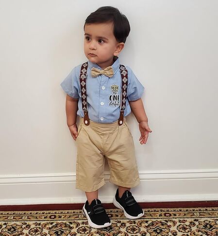 Baby Boy 1st Birthday Outfit with Hat, Cake Smash Photo Shoot Cloth, 1st Birthday Party Gentleman Dress in Saudi Arabia