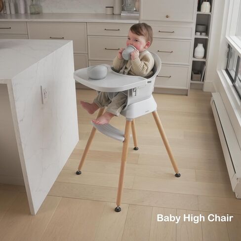 3-in-1 Convertible Wooden High Chair for Babies and Toddlers, Dining Booster Seat, Toddler Chair, Easy to Clean Infant Highchair, Modern Lightweight Design in Saudi Arabia