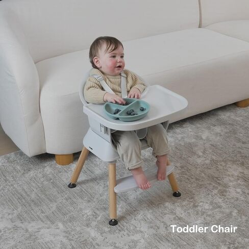 3-in-1 Convertible Wooden High Chair for Babies and Toddlers, Dining Booster Seat, Toddler Chair, Easy to Clean Infant Highchair, Modern Lightweight Design in Saudi Arabia