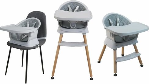 3-in-1 Convertible Wooden High Chair for Babies and Toddlers, Dining Booster Seat, Toddler Chair, Easy to Clean Infant Highchair, Modern Lightweight Design in Saudi Arabia