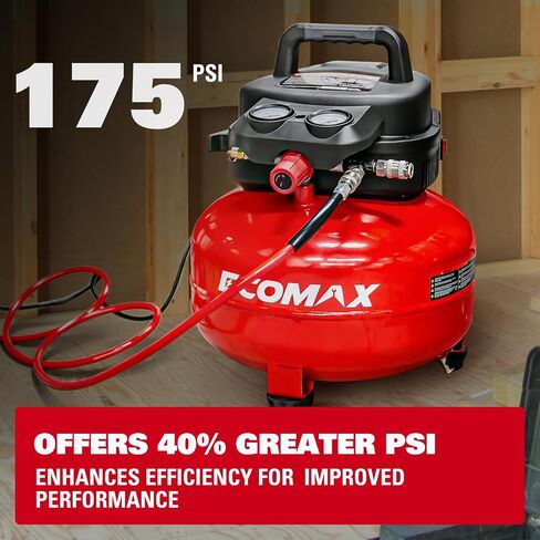 ضاغط الهواء ، ضاغط الهواء فطيرة 6 جالون ، MAX 175PSI ، ضاغط على أدوات الهواء مع 10 أجزاء من ملحقات ضاغط الهواء in Kuwait