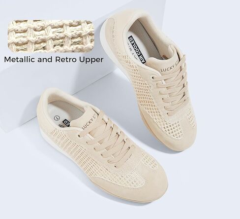 LUCKY STEP Women's Fashion Tennis Sneakers Casual Low Top Retro Lace-up Stylish Travel Lifestyle Trendy Walking Shoes in Kuwait