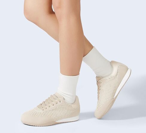 LUCKY STEP Women's Fashion Tennis Sneakers Casual Low Top Retro Lace-up Stylish Travel Lifestyle Trendy Walking Shoes in Kuwait