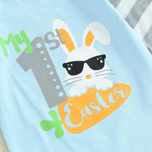 ynibbim طفلة بوي بوي عيد الفصح ملابس طويلة الأكمام رومبير أرنب الجزر طباعة بذلة in Kuwait