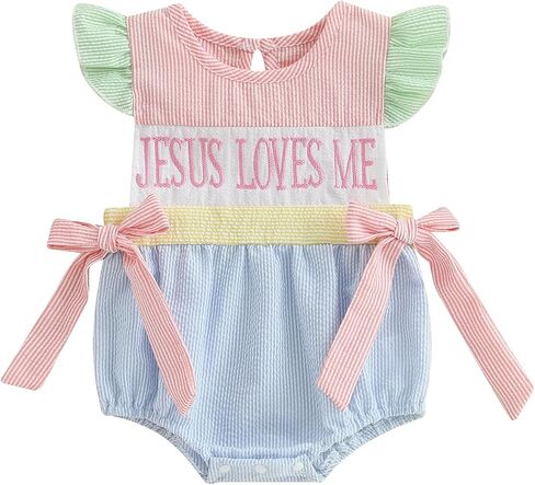 Baby Girl Easter Outfit Infant Bunny Smocked Bubble Romper Newborn Doll Collar Shirt Top Summer Toddler Clothes in Saudi Arabia